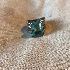 Silpada ring with blue topaz colored glass